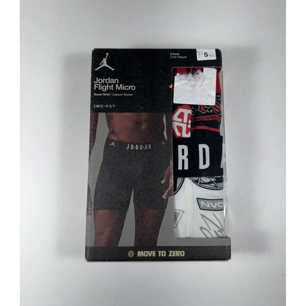 JORDAN Flight Micro Dri-Fit Boxer Briefs 2 Pack Black Red Men's Sz S (28-30) NEW
